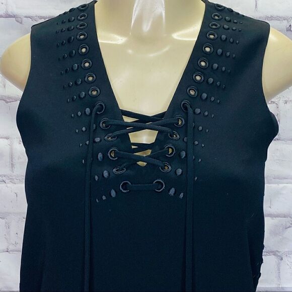 Derek Lam 10 Crosby grommet embroidered lace up tank dress size 0 - Picture 8 of 8
